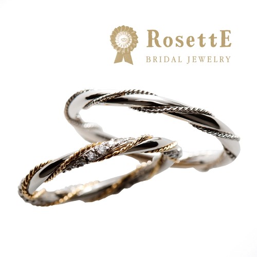 2色のコンビリングの結婚指輪　RosettE　大阪心斎橋