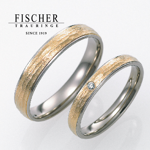 大阪で人気のつや消し加工（マット）デザインの結婚指輪　FISCHER