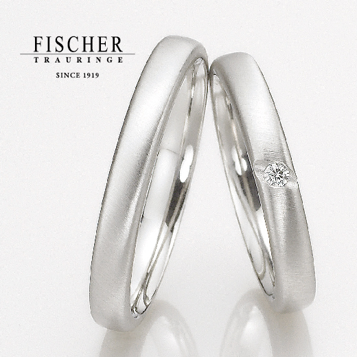 大阪で人気のつや消し加工（マット）デザインの結婚指輪　FISCHER