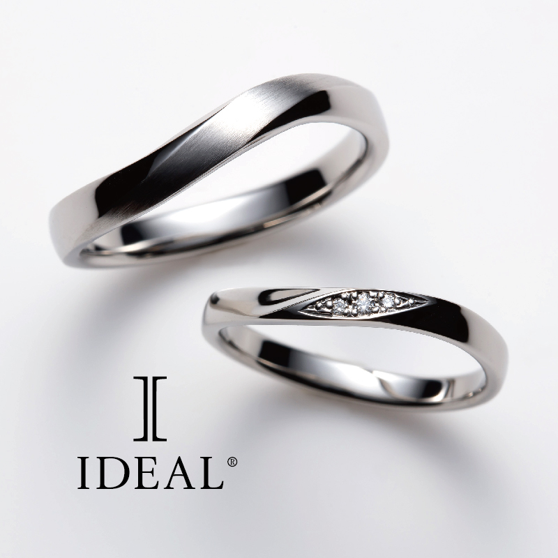 大阪梅田で人気のウェーブデザインの結婚指輪アイデアルプリュフォールレーヴ