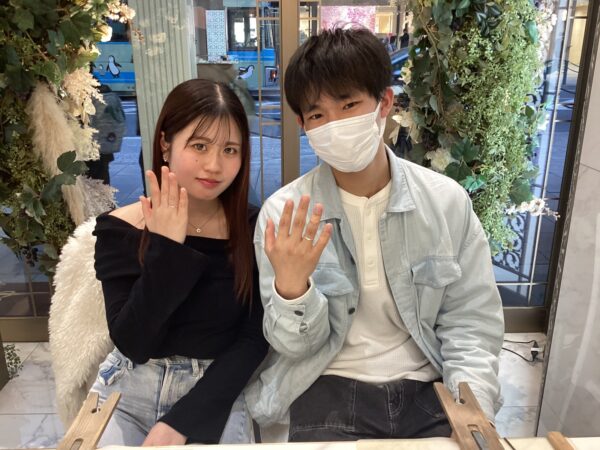 京都府京田辺市よりご来店 手作り指輪（ペアリング）作成体験頂きまし