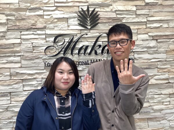 滋賀県長浜市・栗東市からご来店 ハワイアンジュエリーMakanaマカナの婚約・結婚指輪をオーダー頂きました