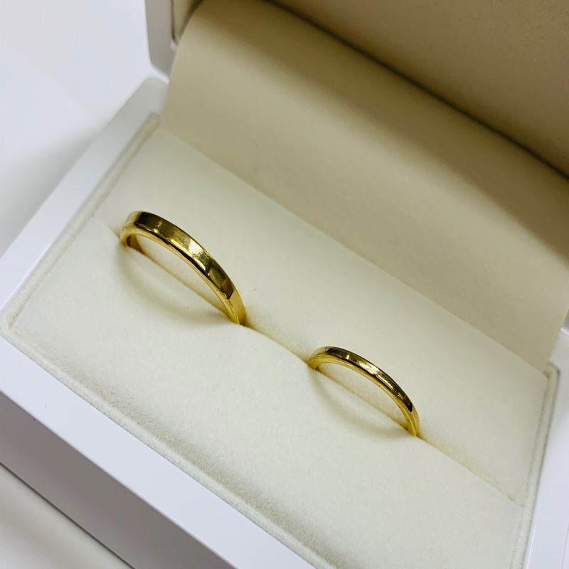 姫路の手作り結婚指輪K18イエローゴールド
