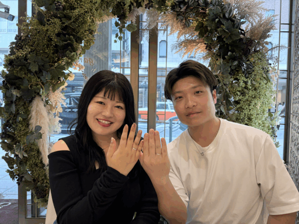 遠距離のお二人が誕生日旅行でご来店　手作り指輪（ペアリング）体験頂