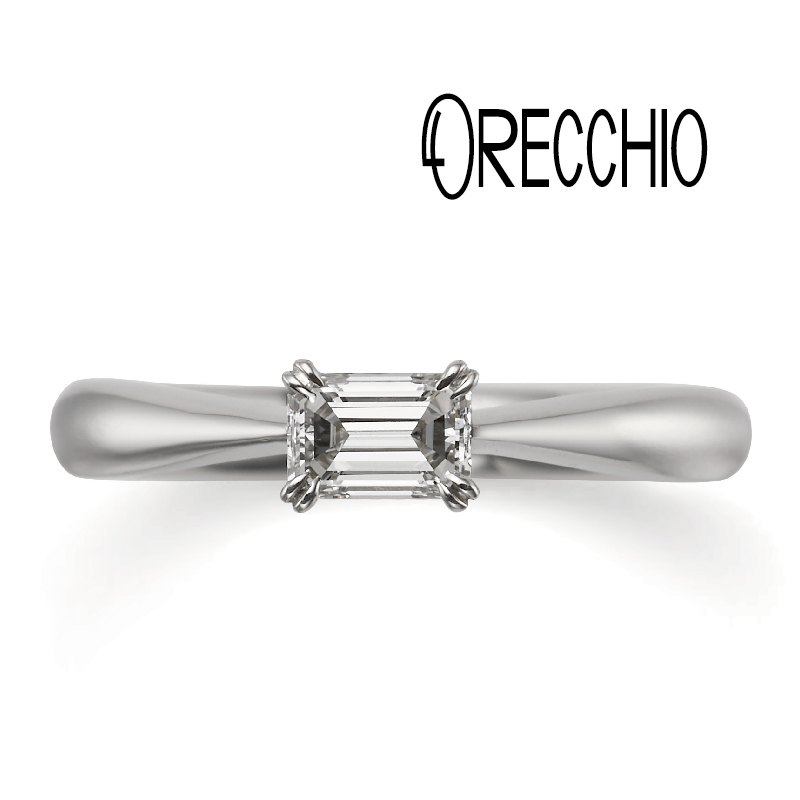 エメラルドカットのダイヤモンドを使ったエレガントなブランドORECCHIO（オレッキオ）の婚約指輪1
