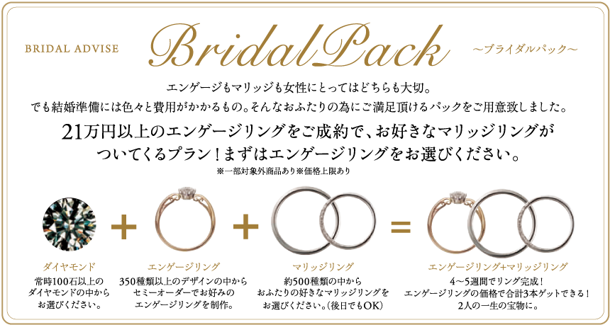婚約指輪と結婚指輪がセットで21万円～揃うお得なプラン