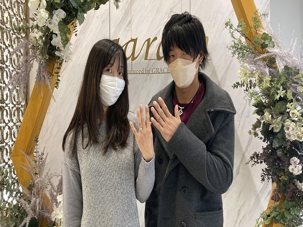 滋賀県東近江市｜gardenオリジナルの婚約指輪・プロミスリングの結婚指輪をご成約頂きました